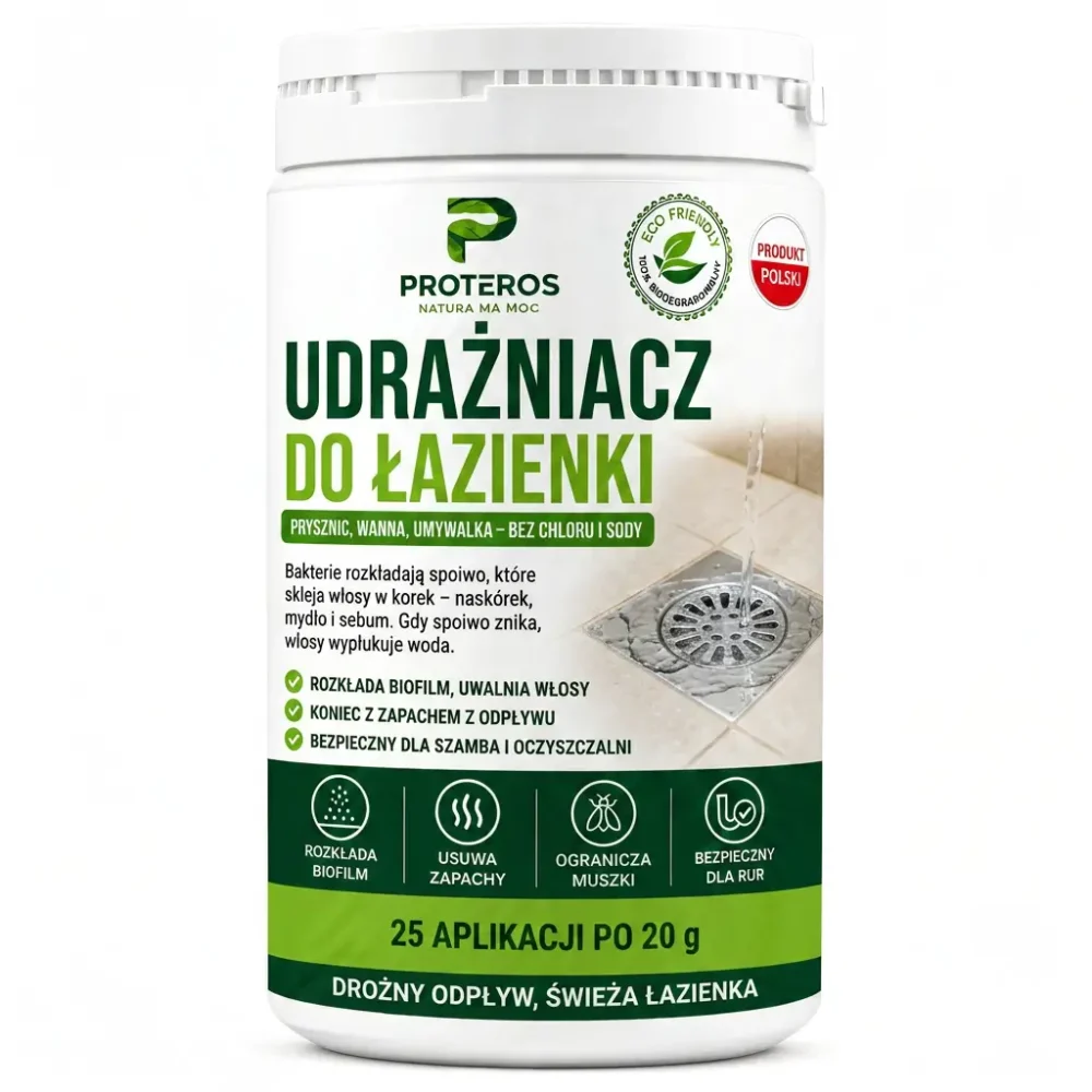Udrażniacz do łazienki - usuwa zator z włosów, bez chloru i sody